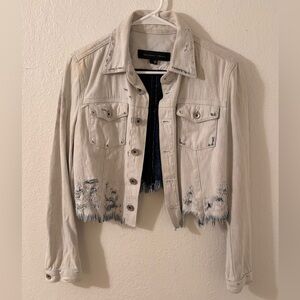 Theyskens' Theory Light Tan Distressed Jean Jacket